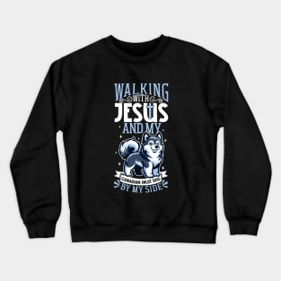 Jesus and dog - Canadian Eskimo Dog Crewneck Sweatshirt